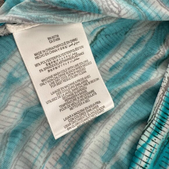 BCBG Maxazria faux Wrap Dress Teal Sleeveless Small V-Neckline Tie Side Stretchy - Picture 9 of 14